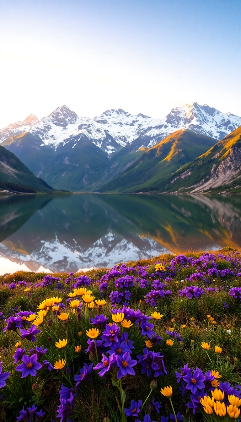 iPhone AI Spring Mountain Reflection Appealing Background Royalty-Free Stock Photo